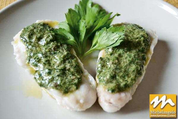 Halibut with Mediterranean Herbs and Salsa Verde