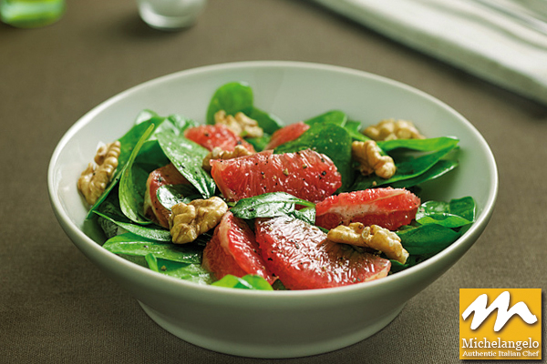Baby Spinach Salad with Walnuts and Pink Grapefruit