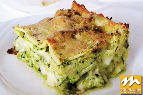 Home Made Lasagna with Fresh Basil Pesto
