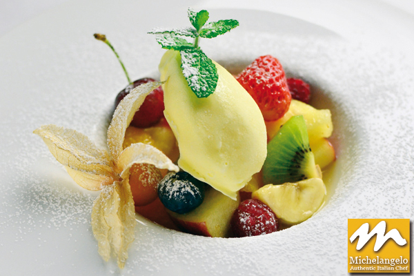 Fruit Salad with Home Made Vanilla Gelato