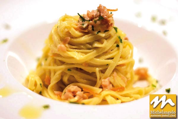 Homemade Tagliolini with Salmon